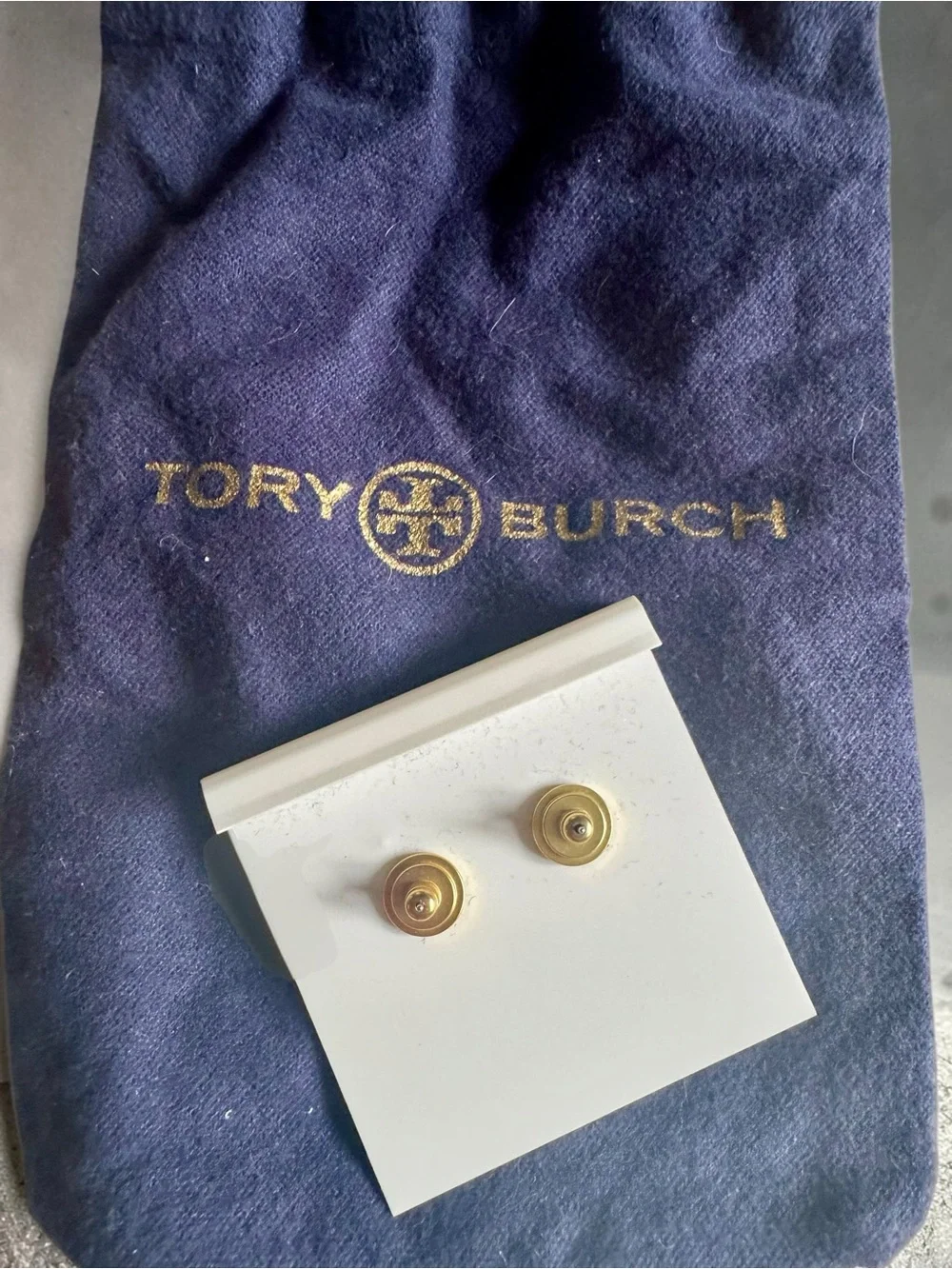 Tory Burch Green Enamel Logo Stud Earrings